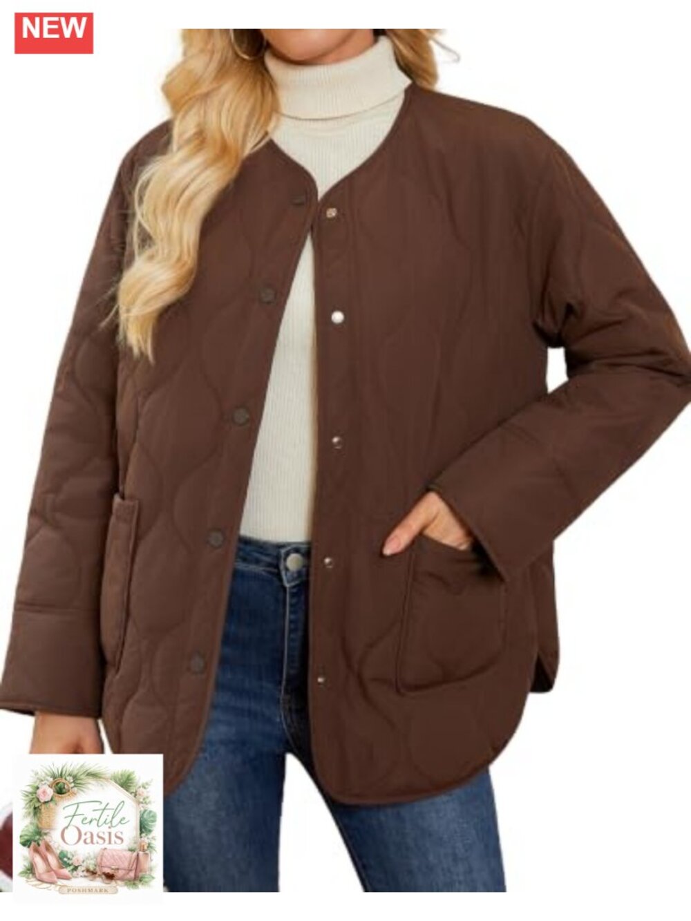 Womens Oversized Quilted Lightweight Collarless Puffer Jacket